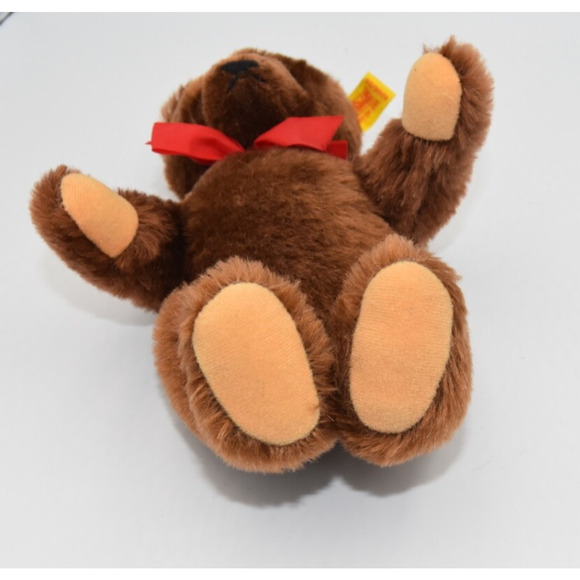 Vintage 1980's Teddy Bear Steiff Chocolate Mohair Jointed 0206/26 Button Tag - Picture 9 of 11